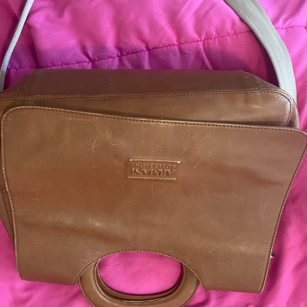 Armani Collezioni Brown Shoulder Bag with Structured Design